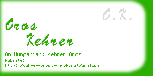 oros kehrer business card